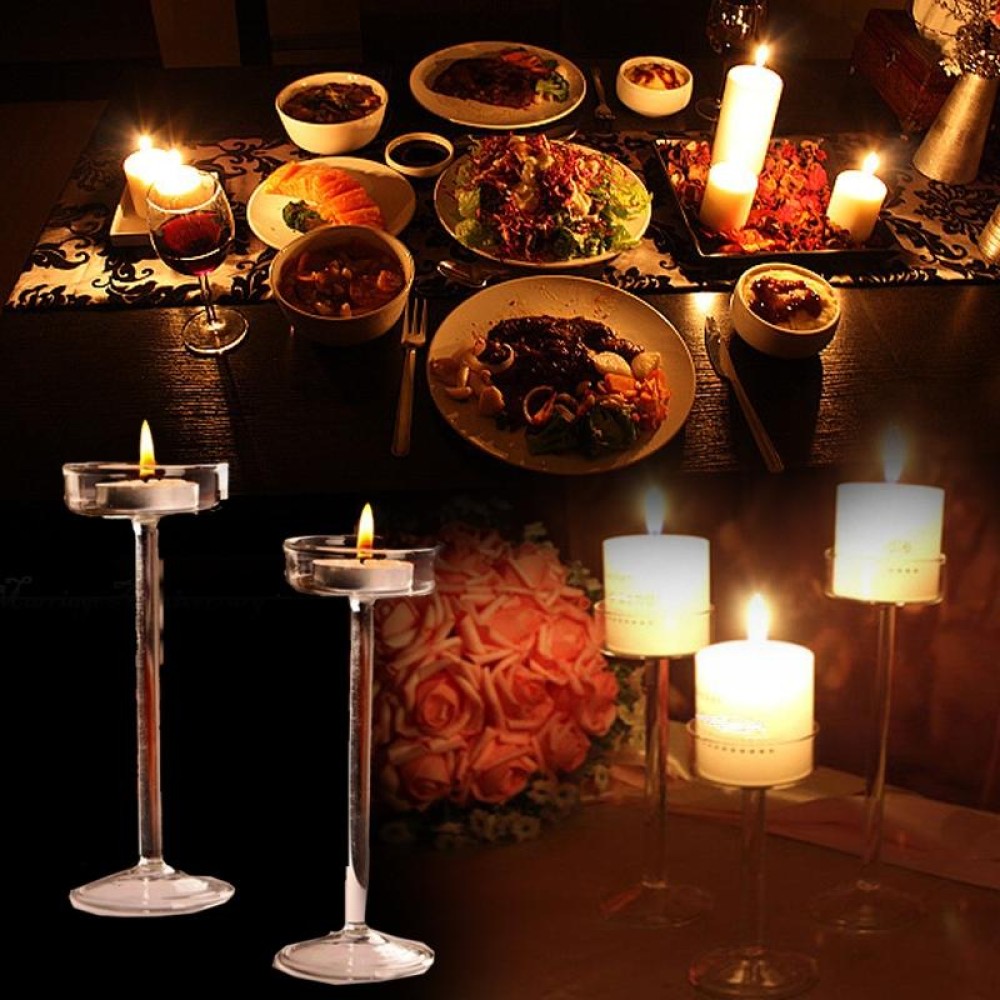 Glass Candlestick Luxury High Candlestick Romantic Dinner Decoration, Size:18.5cm