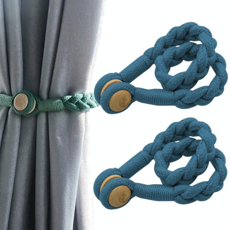 1 Pair Magnetic Buckle Twist Tie For Curtains(Grey Blue)