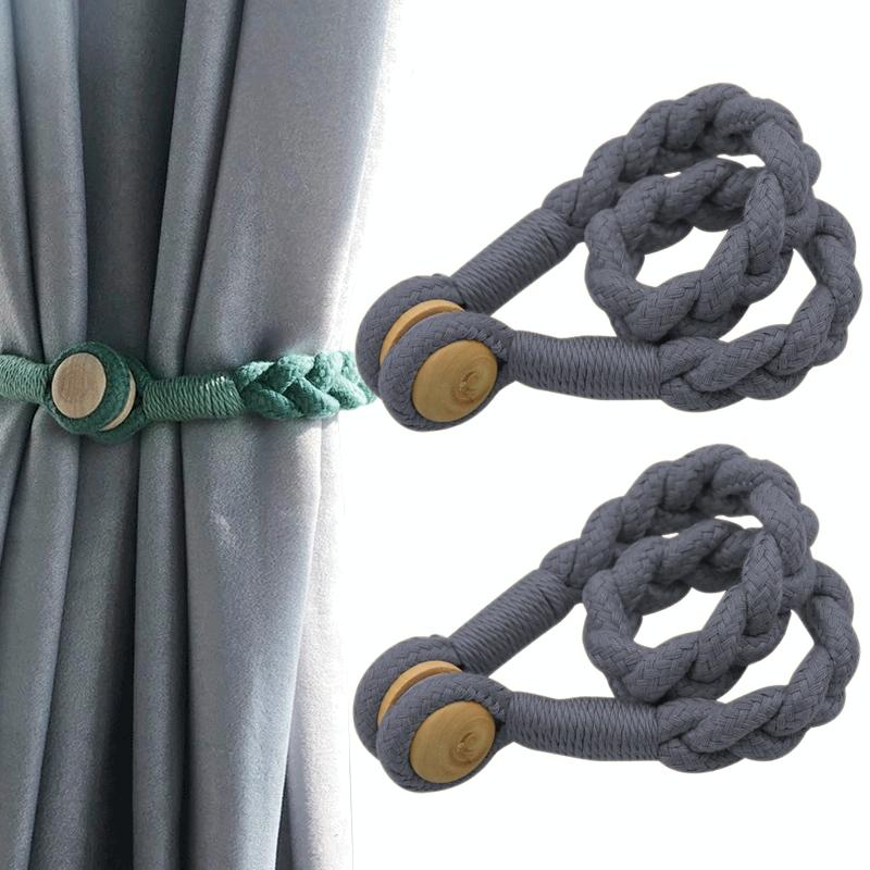 1 Pair Magnetic Buckle Twist Tie For Curtains(Light Gray)