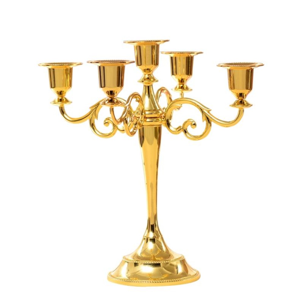 Retro Candlestick Home Decoration Living Room Cafe Theme Restaurant Jewelry Candlelight Dinner Props Gifts, Style:Gold-5 Arms