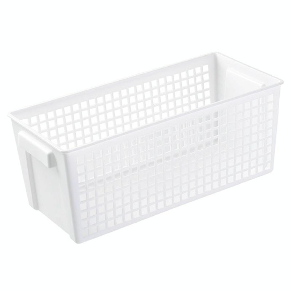 Desktop Snacks & Sundries Storage Basket Rectangular Plastic Storage Basket, Small (White）