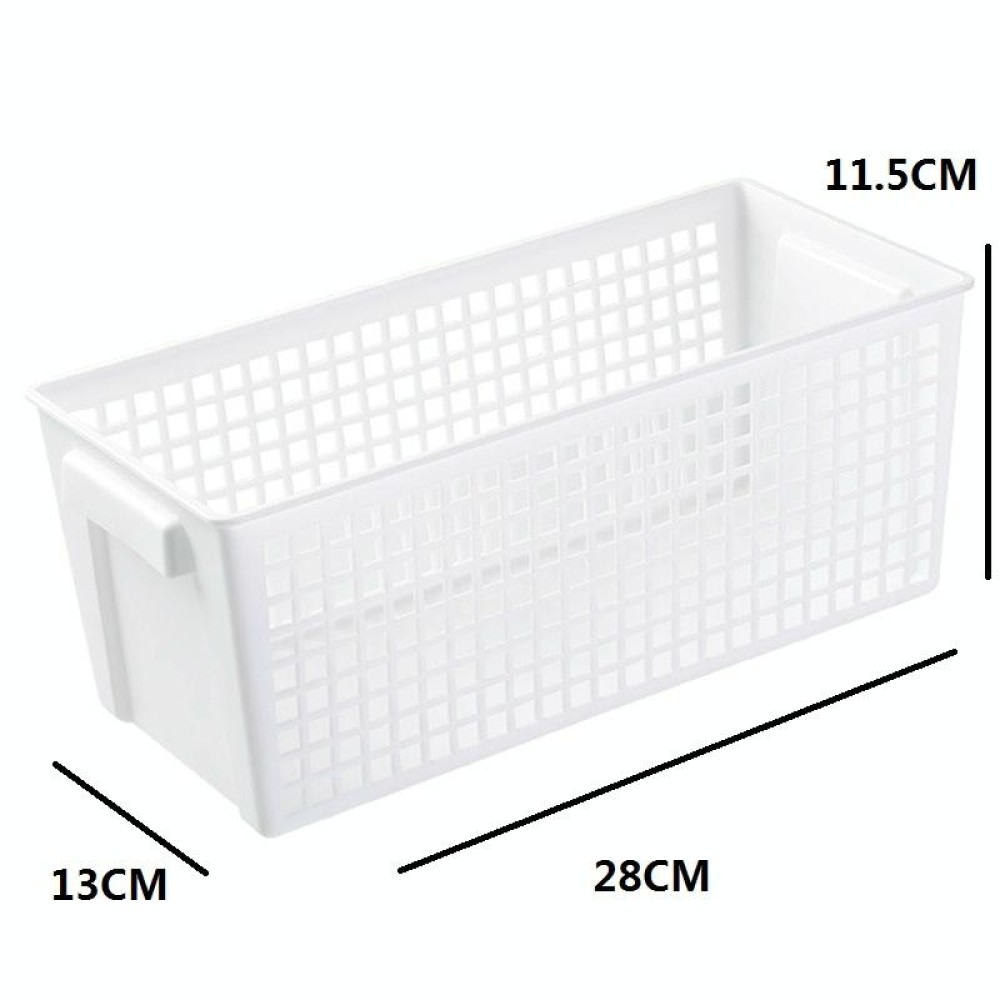 Desktop Snacks & Sundries Storage Basket Rectangular Plastic Storage Basket, Small (White）