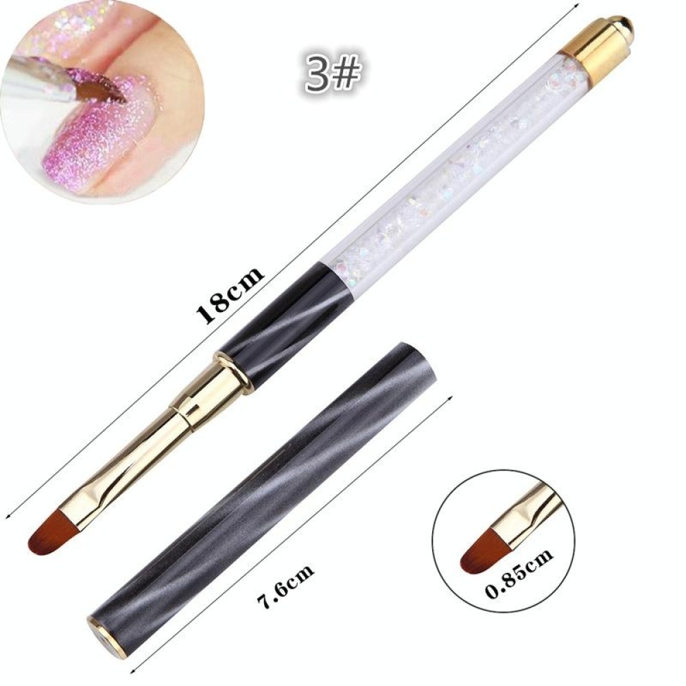 Cat Eye Pen Barrel Painted Pen With Diamond Light Therapy Nail Tool Light Therapy Pen(3# White Stripes (Round Head))