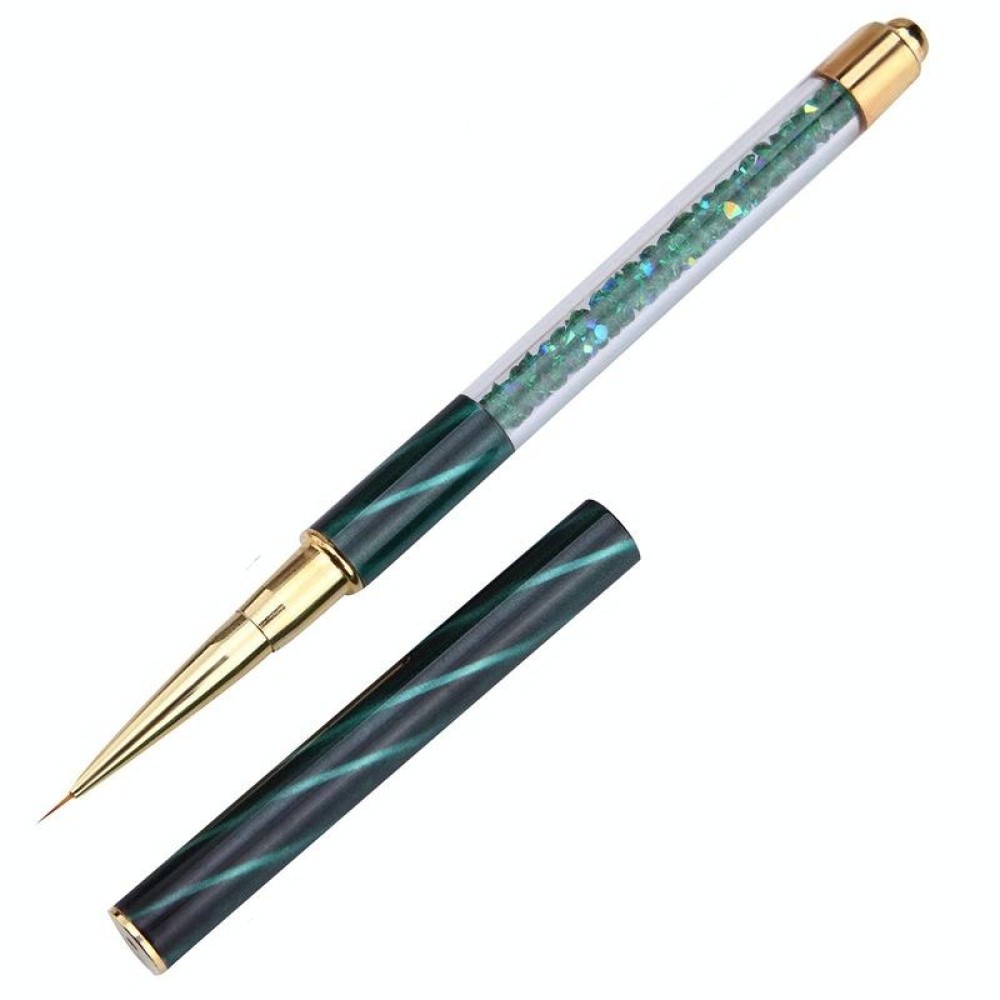 Cat Eye Pen Barrel Painted Pen With Diamond Light Therapy Nail Tool Light Therapy Pen(5# Dark Green Stripes (Short Cable))
