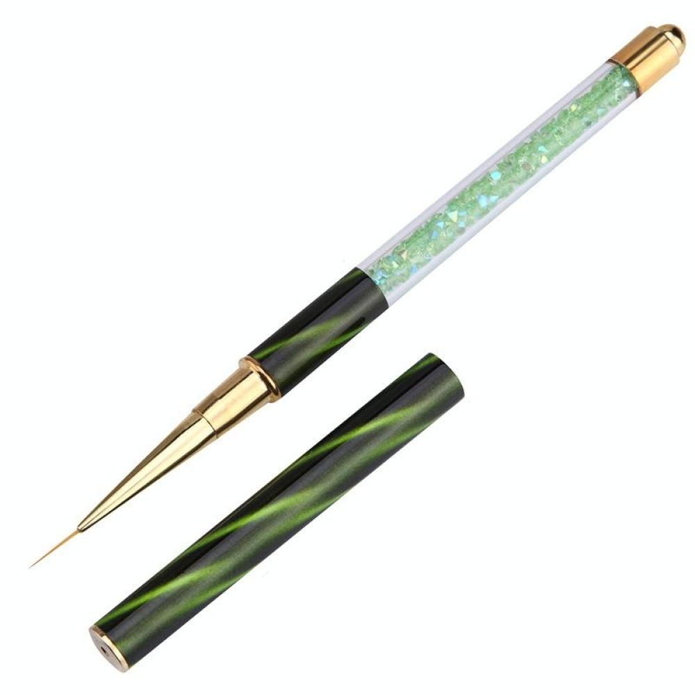 Cat Eye Pen Barrel Painted Pen With Diamond Light Therapy Nail Tool Light Therapy Pen(7# Green Stripes (Long Pull Line))