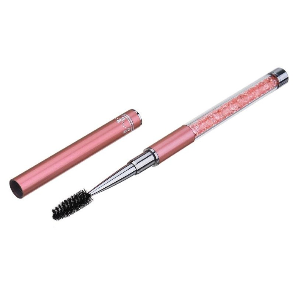 Plastic Pole Eyelash Brush Rhinestone Pole With Pen Sleeve Spiral Eyelash Brush(Pink)
