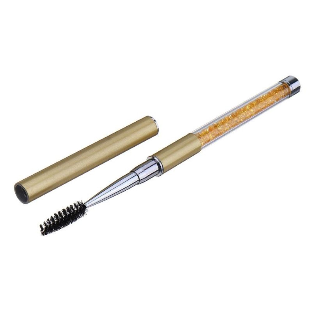 Plastic Pole Eyelash Brush Rhinestone Pole With Pen Sleeve Spiral Eyelash Brush(Golden)