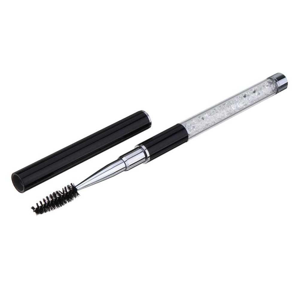 Plastic Pole Eyelash Brush Rhinestone Pole With Pen Sleeve Spiral Eyelash Brush(Black)