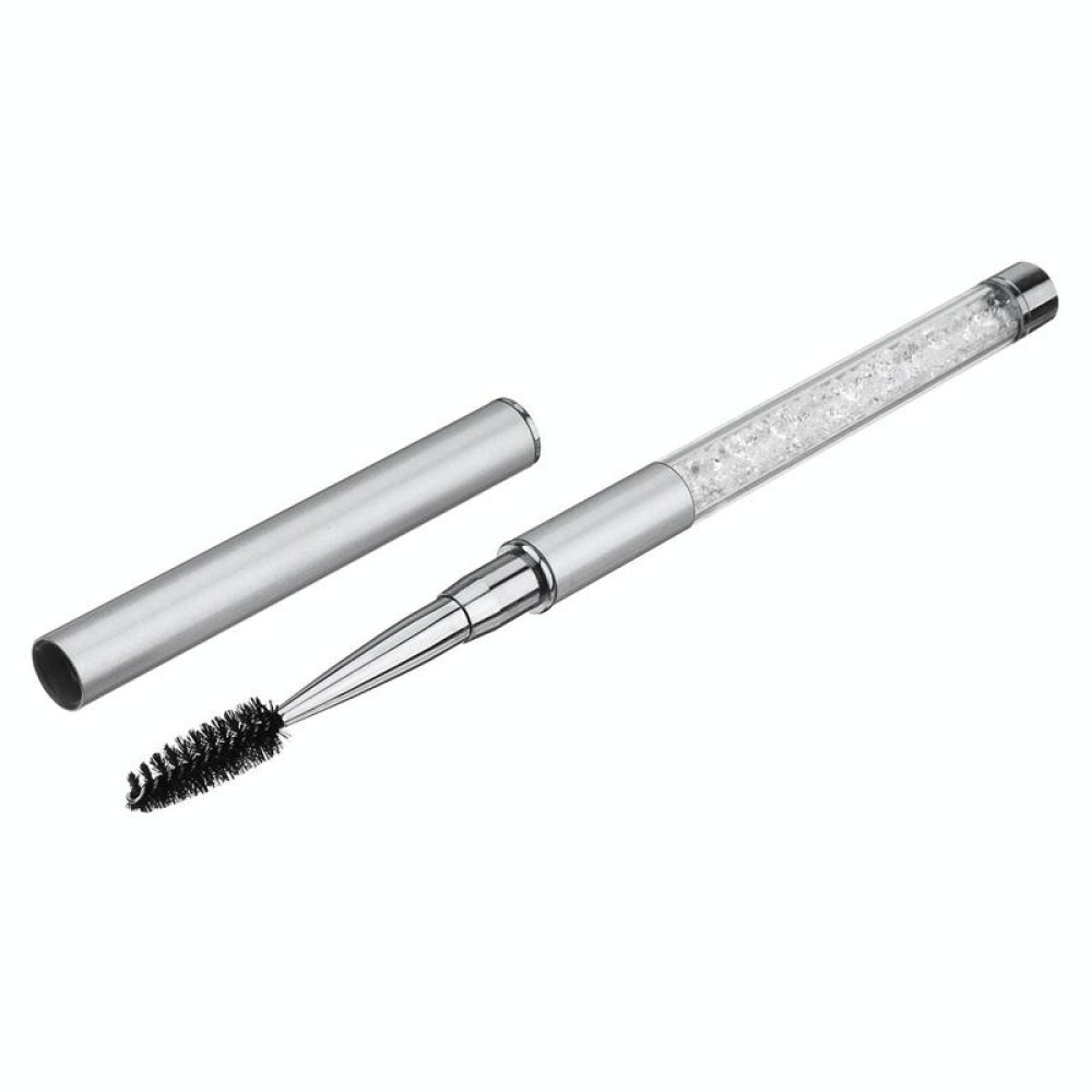 Plastic Pole Eyelash Brush Rhinestone Pole With Pen Sleeve Spiral Eyelash Brush(Silver)