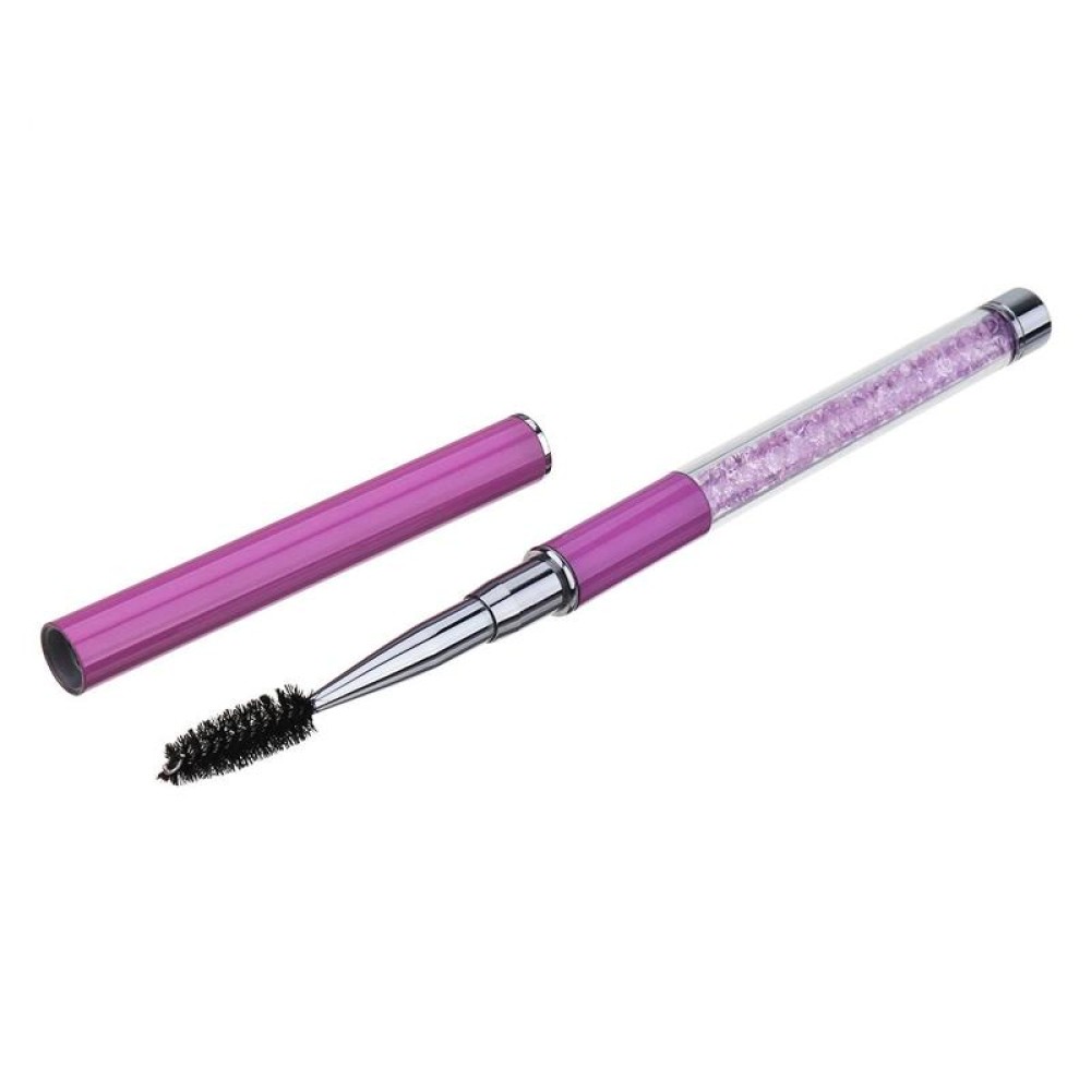 Plastic Pole Eyelash Brush Rhinestone Pole With Pen Sleeve Spiral Eyelash Brush(Purple)