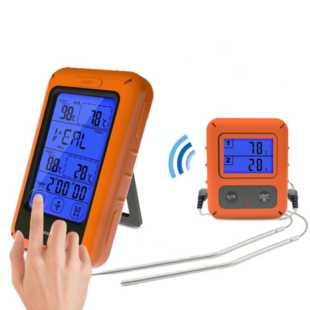Wireless Food Thermometer Household Touch Screen BBQ Dual-Channel Kitchen  Thermometer