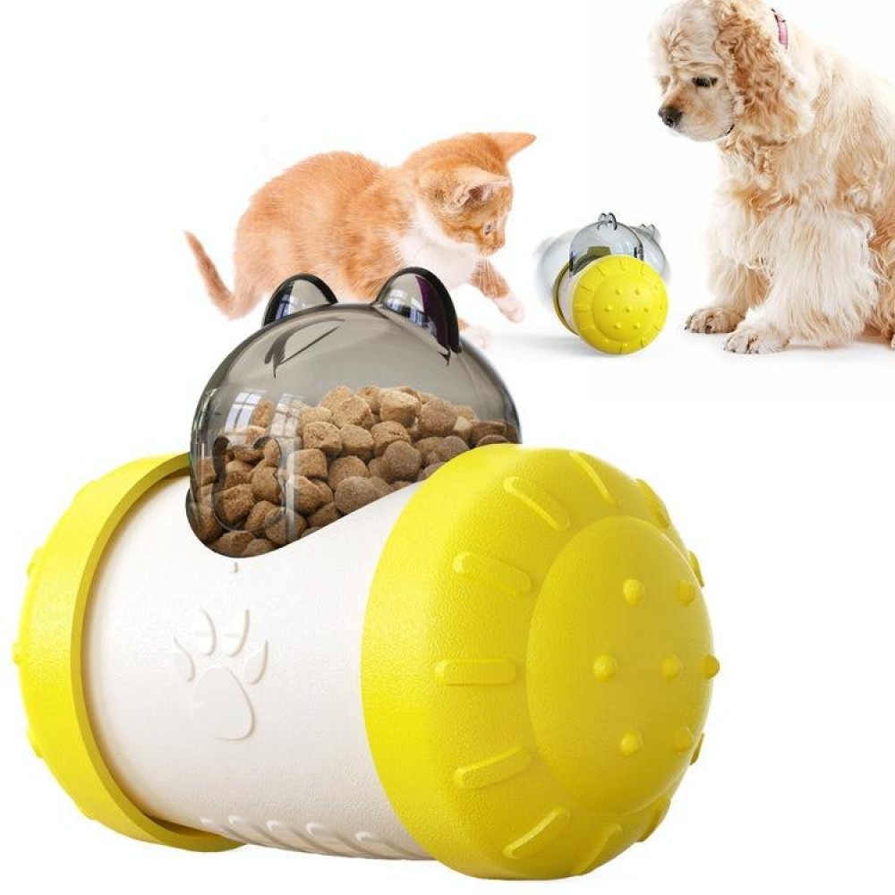 Pet Swing Bear Food Leakage Balance Car Toy Pet Supplies(Yellow White)