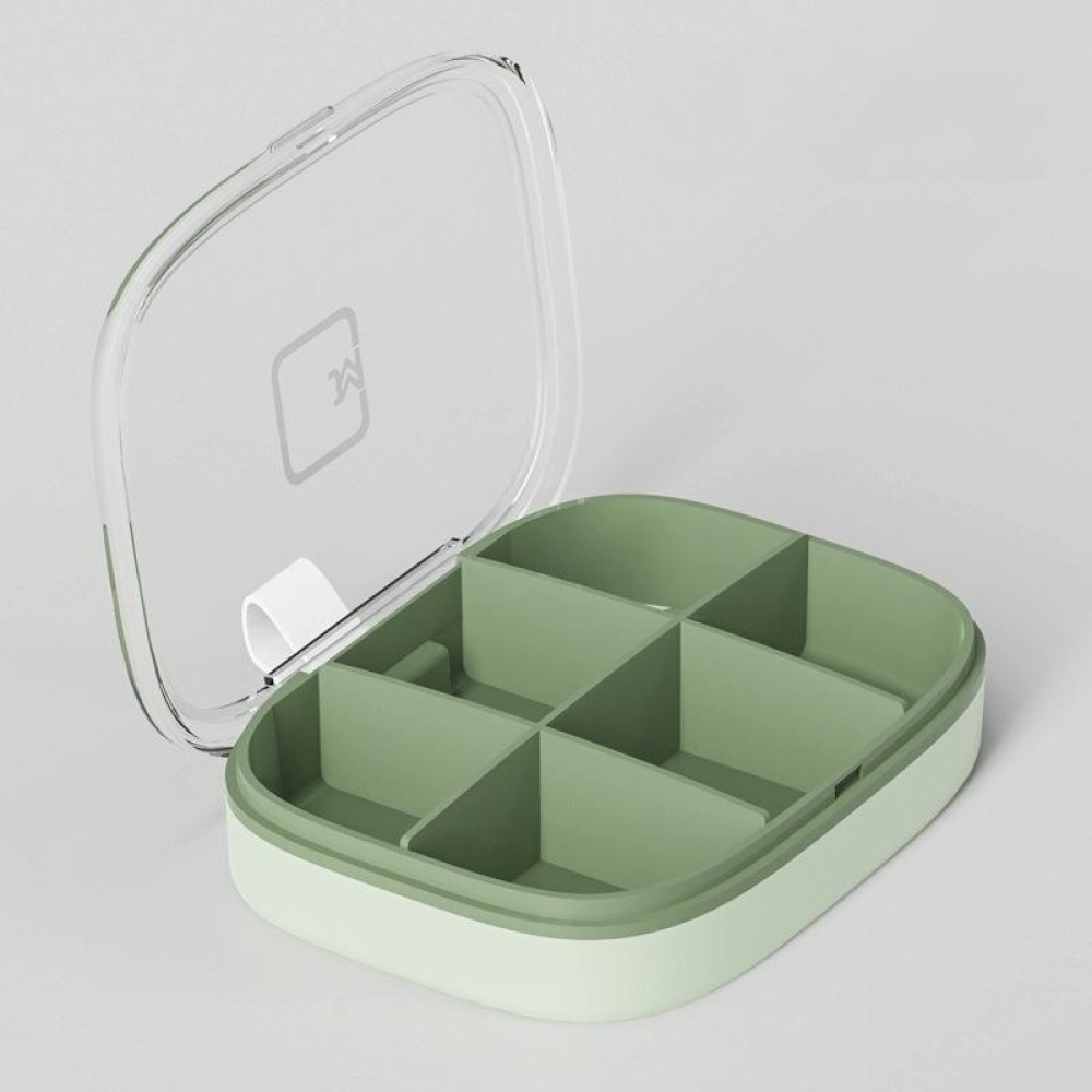 3 PCS Portable Small Pill Box Sealed Portable Travel Pill Box Green 6 Grid
