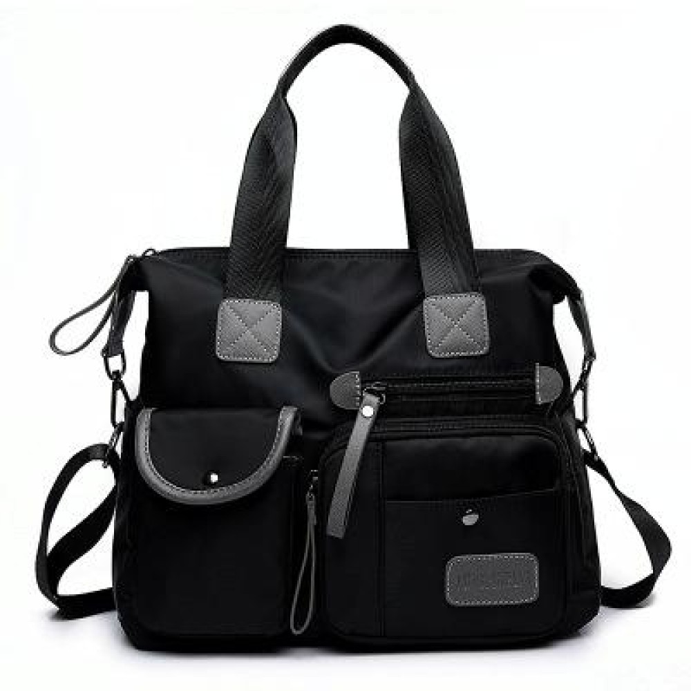 Waterproof Oxford Cloth Handbag Casual Nylon Shoulder Diagonal Bag Female Bag Canvas Bag(Black)