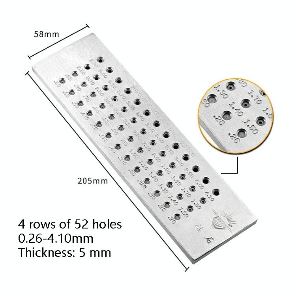 4 Rows 52 Holes 0.26-4.1mm Round Drawing Board Gold And Silver Drawing Board Semi-Circular Drawing Board Jewelry Tools
