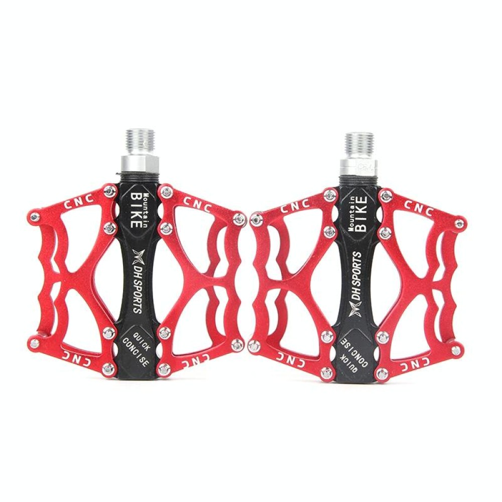 Bicycle Pedal Mountain Bike Aluminum Alloy Palin Pedal Non-Slip Bearing Pedal(901 Red)