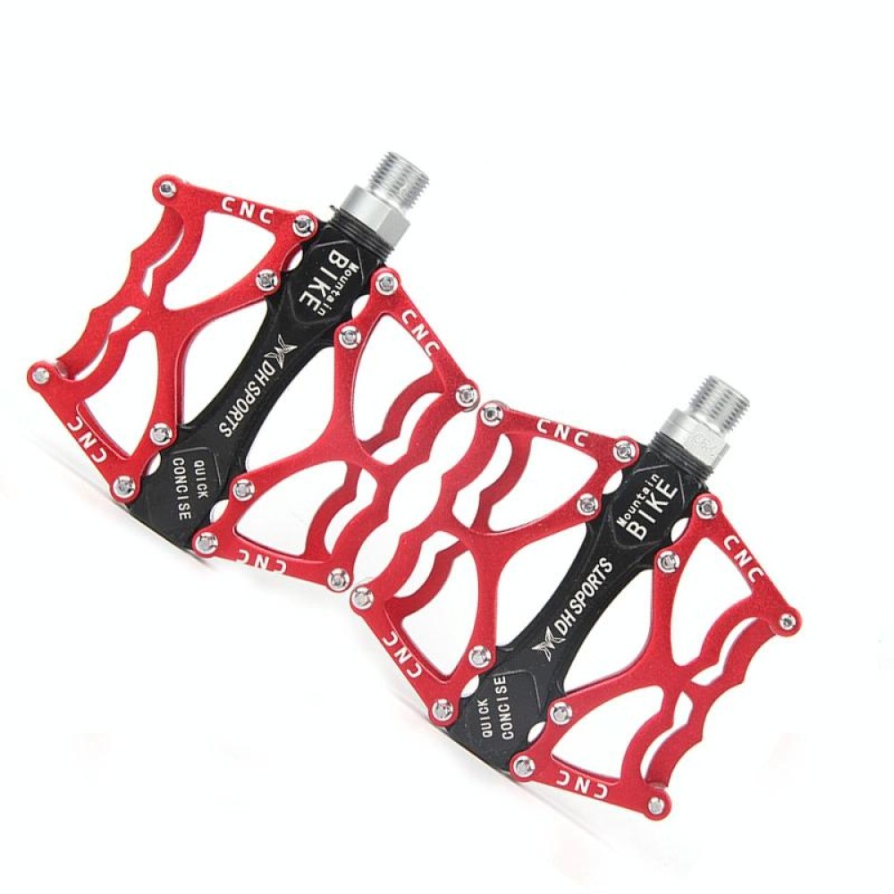 Bicycle Pedal Mountain Bike Aluminum Alloy Palin Pedal Non-Slip Bearing Pedal(901 Red)