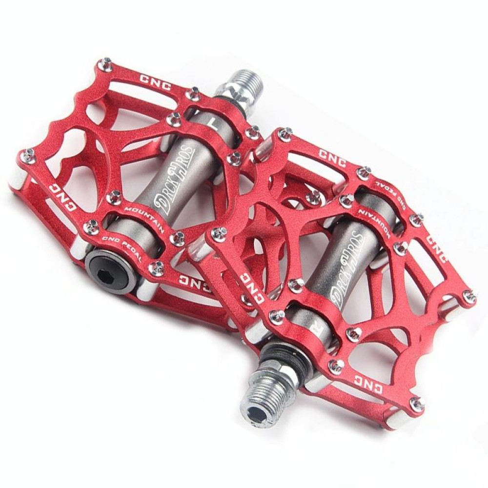 Bicycle Pedal Mountain Bike Aluminum Alloy Palin Pedal Non-Slip Bearing Pedal(901-2 Red)
