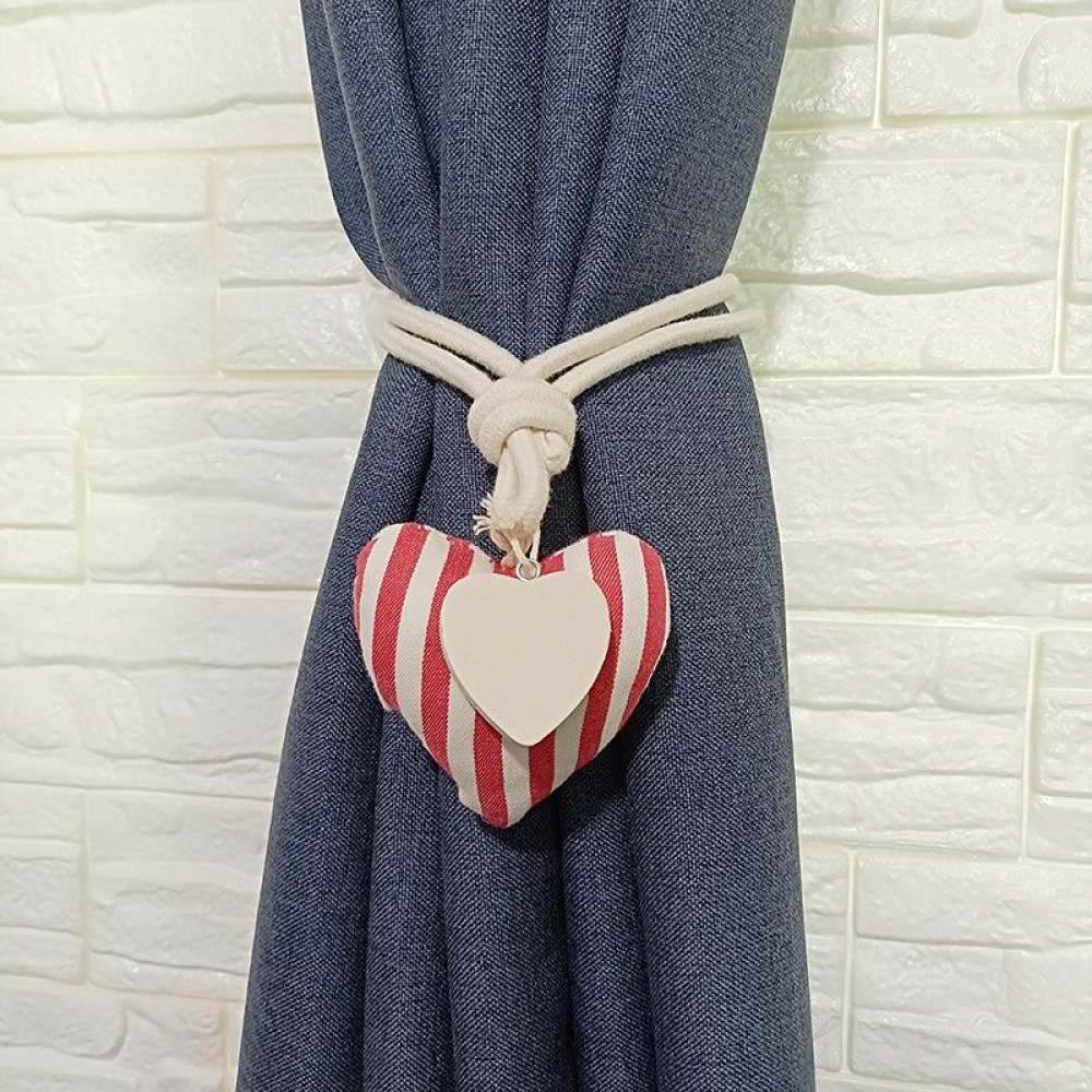 A005 Cotton And Linen Curtain Magnet Bandage Free Perforated Tassel Curtain Buckle(Red Stripes)