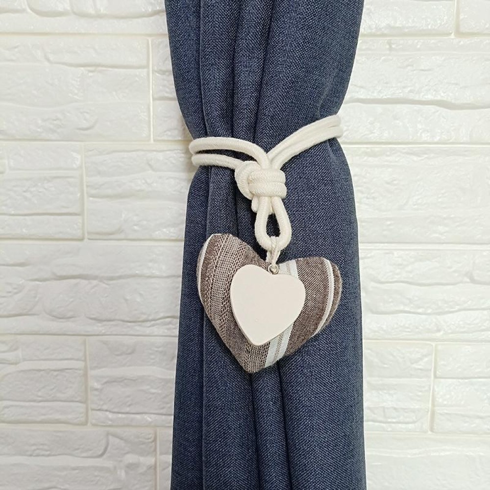 A005 Cotton And Linen Curtain Magnet Bandage Free Perforated Tassel Curtain Buckle(Coffee Stripes)