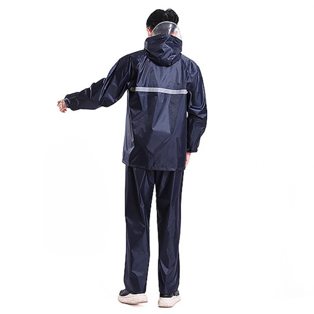 Thickened Labor Protection Reflective Raincoat Rain Pants Split Suit Adult Outdoor Oxford Cloth Riding Duty Raincoat, Size: L(Navy Blue)