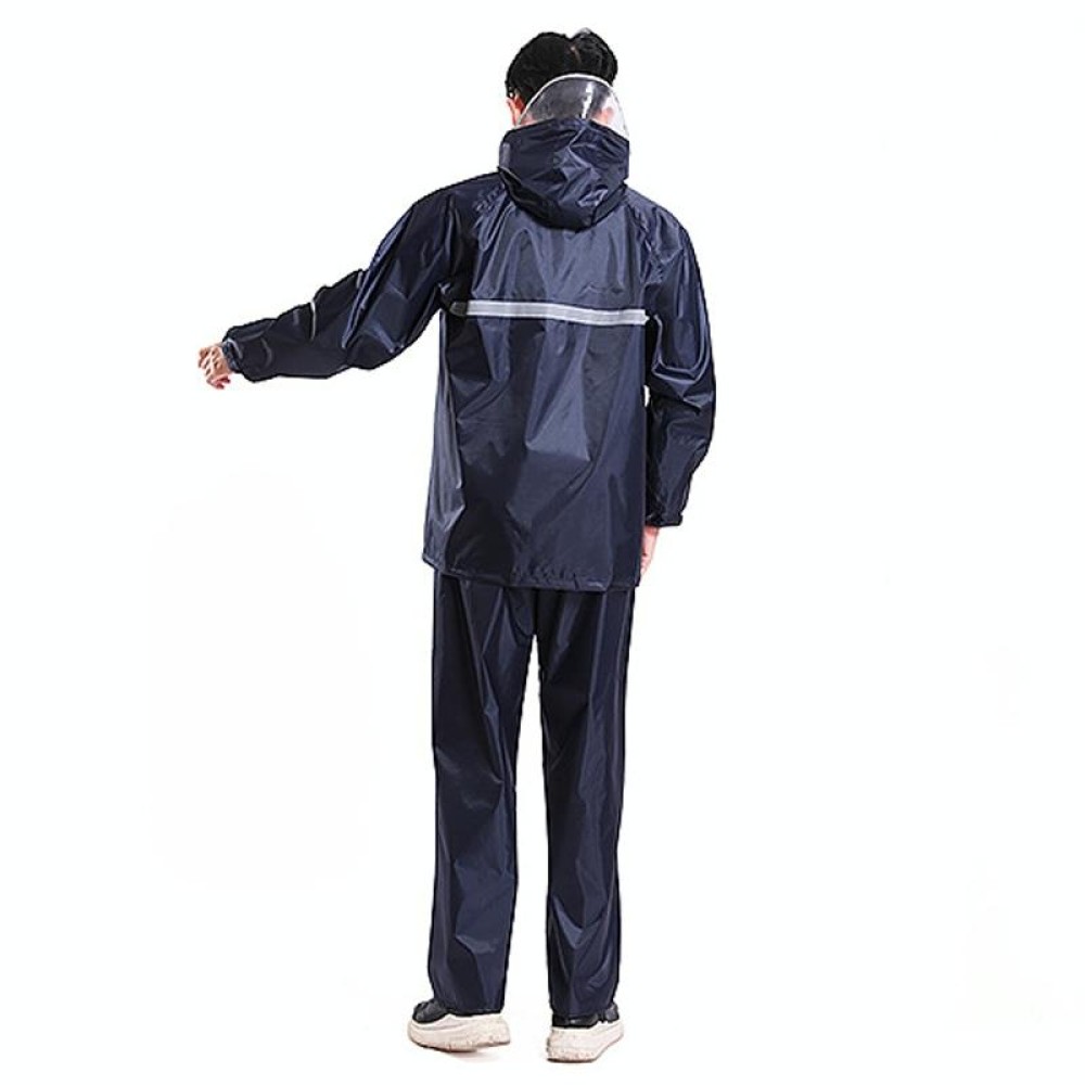 Thickened Labor Protection Reflective Raincoat Rain Pants Split Suit Adult Outdoor Oxford Cloth Riding Duty Raincoat, Size: XL(Navy Blue)