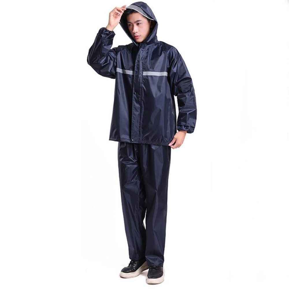 Thickened Labor Protection Reflective Raincoat Rain Pants Split Suit Adult Outdoor Oxford Cloth Riding Duty Raincoat, Size: XXL(Navy Blue)