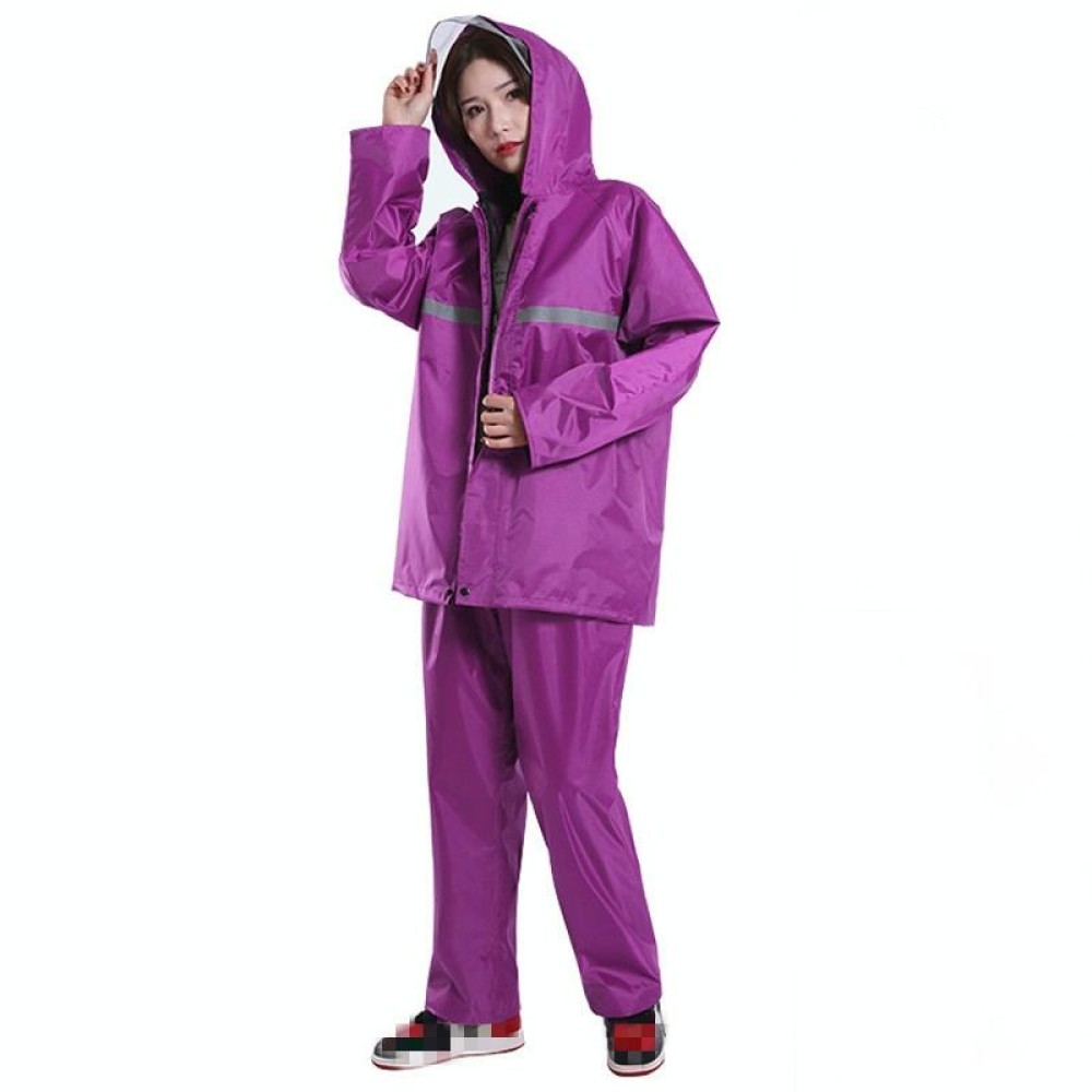 Thickened Labor Protection Reflective Raincoat Rain Pants Split Suit Adult Outdoor Oxford Cloth Riding Duty Raincoat, Size: XXL(Purple)