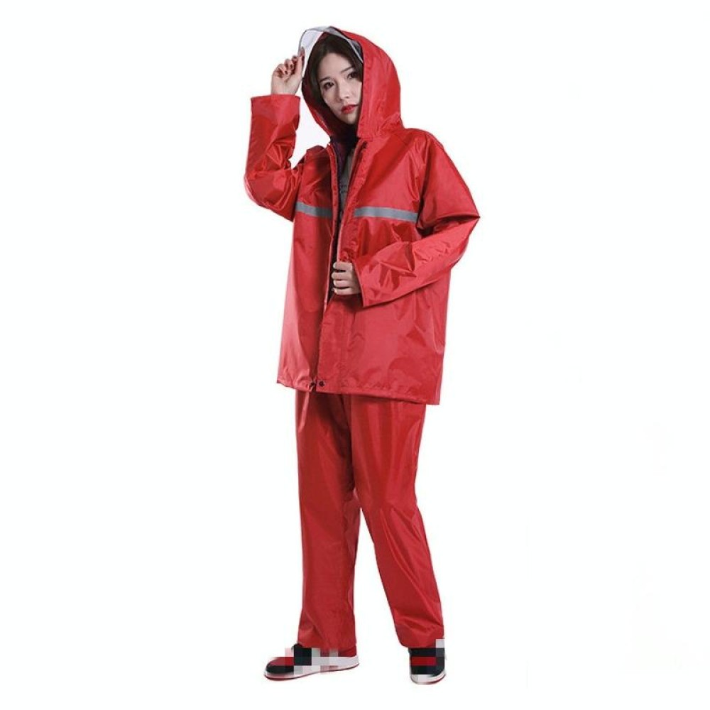 Thickened Labor Protection Reflective Raincoat Rain Pants Split Suit Adult Outdoor Oxford Cloth Riding Duty Raincoat, Size: XXL(Red)