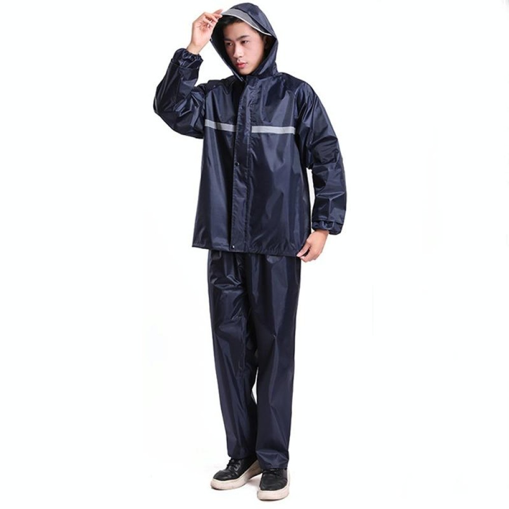 Thickened Labor Protection Reflective Raincoat Rain Pants Split Suit Adult Outdoor Oxford Cloth Riding Duty Raincoat, Size: 3XL(Navy Blue)