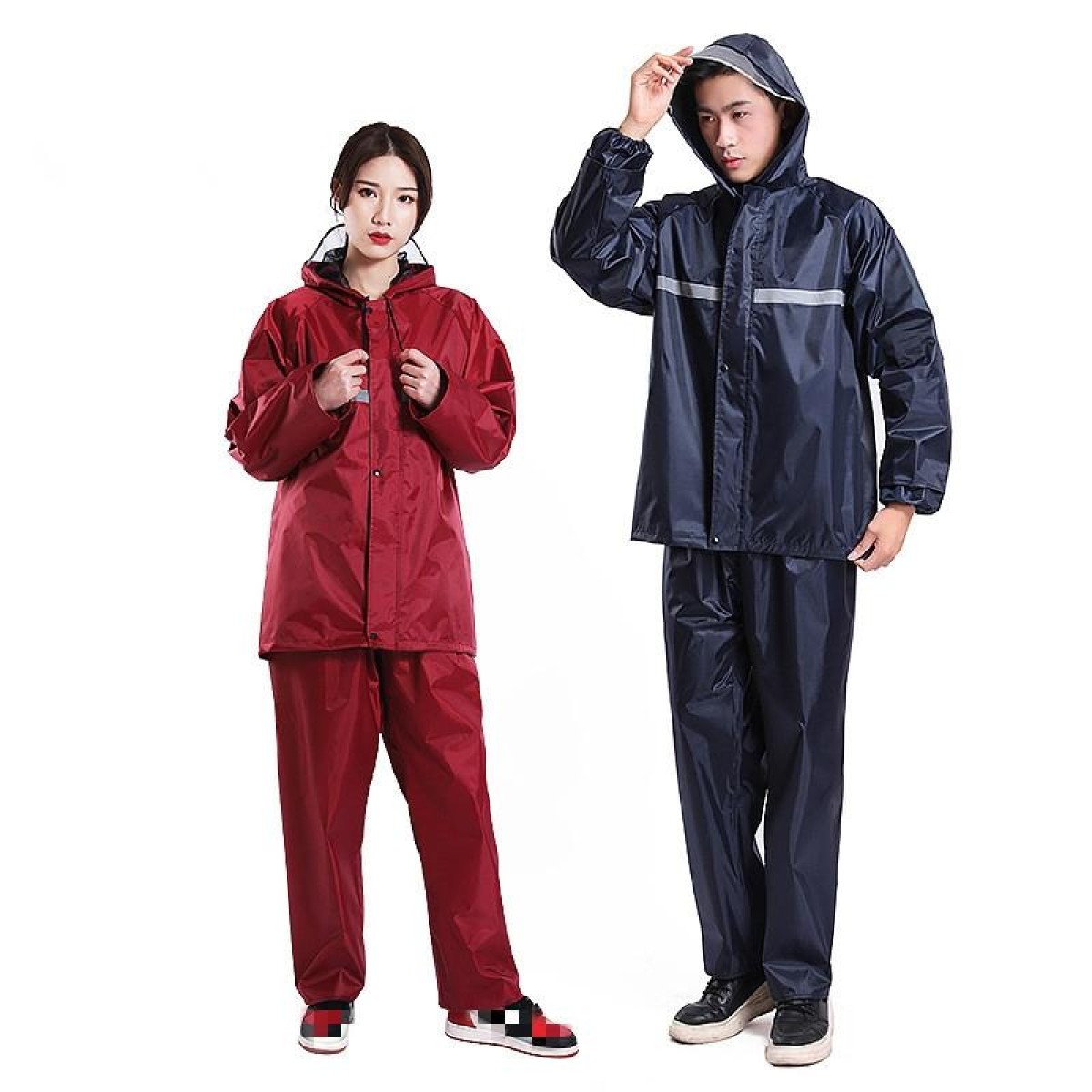 Thickened Labor Protection Reflective Raincoat Rain Pants Split Suit Adult Outdoor Oxford Cloth Riding Duty Raincoat, Size: 4XL(Sapphire Blue)