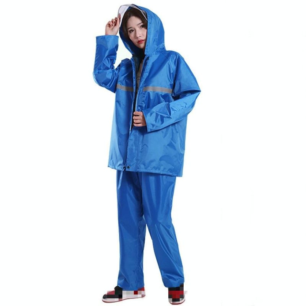 Thickened Labor Protection Reflective Raincoat Rain Pants Split Suit Adult Outdoor Oxford Cloth Riding Duty Raincoat, Size: 5XL(Sapphire Blue)