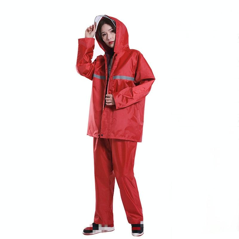Thickened Labor Protection Reflective Raincoat Rain Pants Split Suit Adult Outdoor Oxford Cloth Riding Duty Raincoat, Size: 5XL(Red)