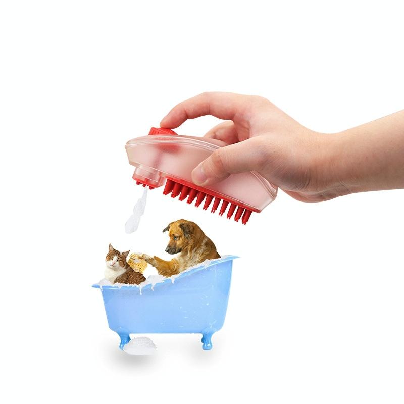 2 In 1 Function Shower Gel Dog Massage Bath Brush Silicone Pet Bath Brush, Random Color Delivery