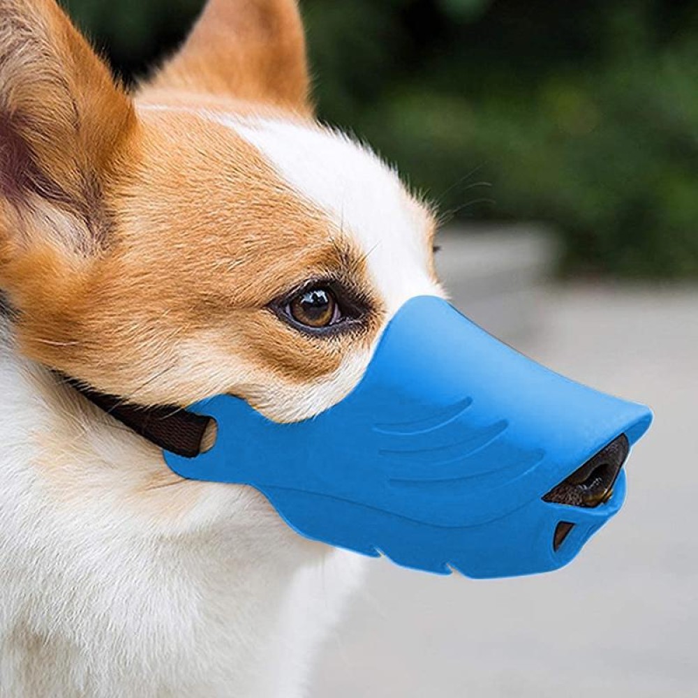Dog Muzzle Cover Tedike Fund Fur Dog Muzzle Cover Anti-Bite Mouth Cover Silicone Supplies, Specification: S(Blue)