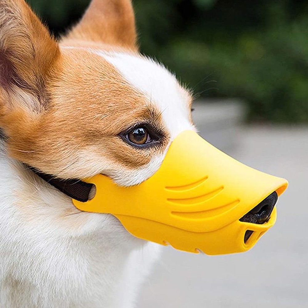Dog Muzzle Cover Tedike Fund Fur Dog Muzzle Cover Anti-Bite Mouth Cover Silicone Supplies, Specification: M(Yellow)