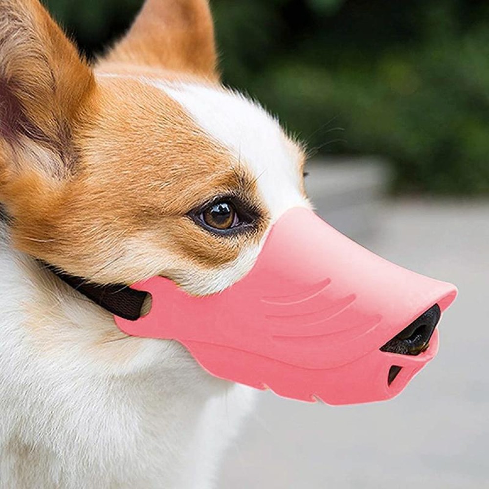 Dog Muzzle Cover Tedike Fund Fur Dog Muzzle Cover Anti-Bite Mouth Cover Silicone Supplies, Specification: M(Pink)