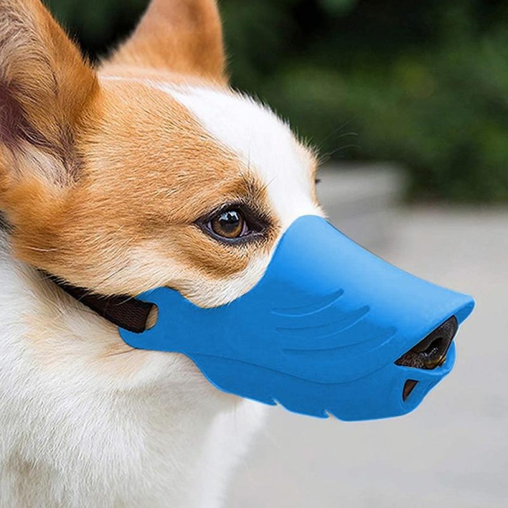 Dog Muzzle Cover Tedike Fund Fur Dog Muzzle Cover Anti-Bite Mouth Cover Silicone Supplies, Specification: M(Blue)