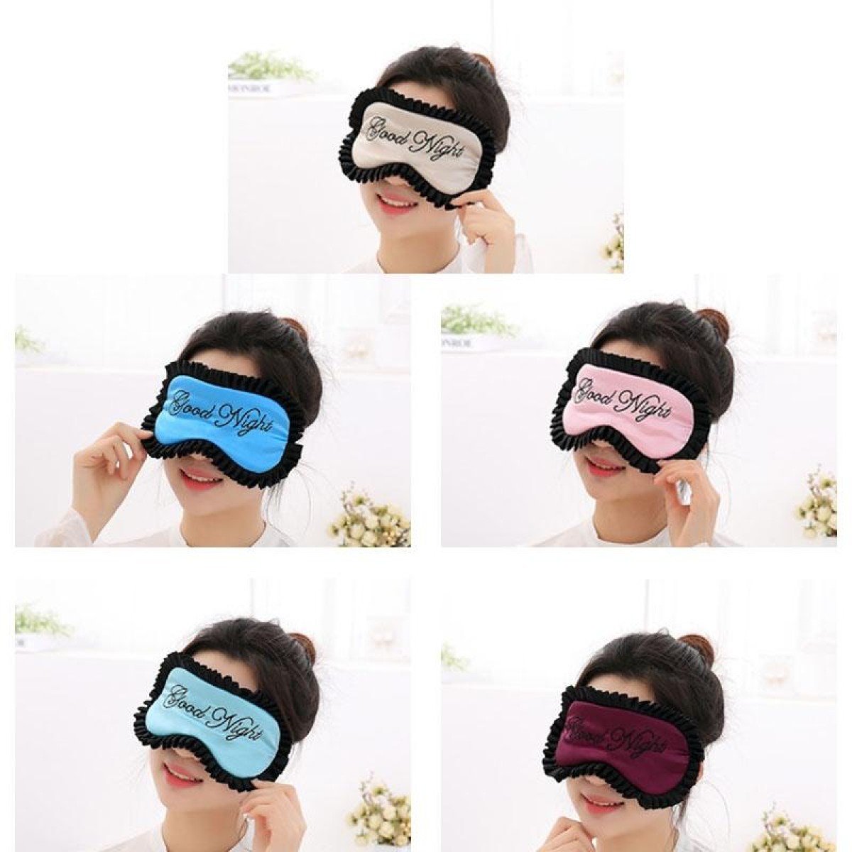 Comfortable Imitation Silk Satin Personalized Travel Sleep Mask Eye Cover(Blue)