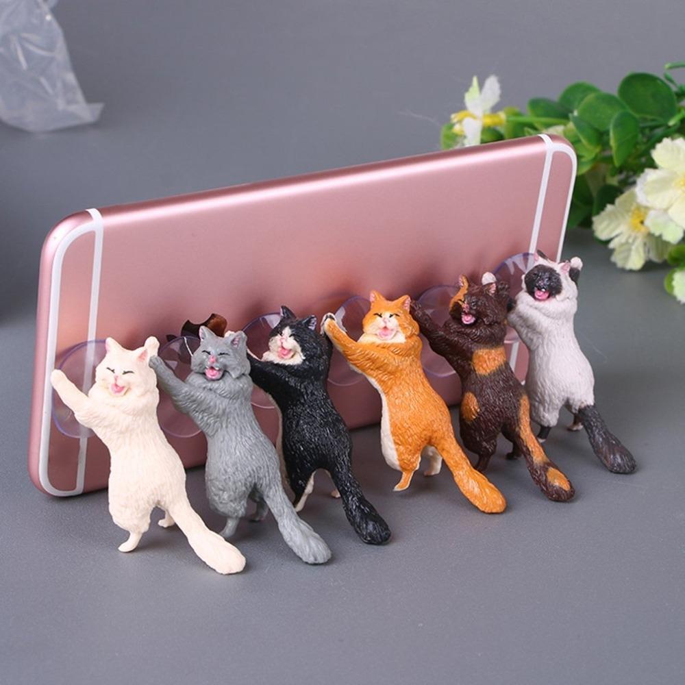 60 PCS Sucker Design Cute Cat Smartphone Holder(Brown orange)