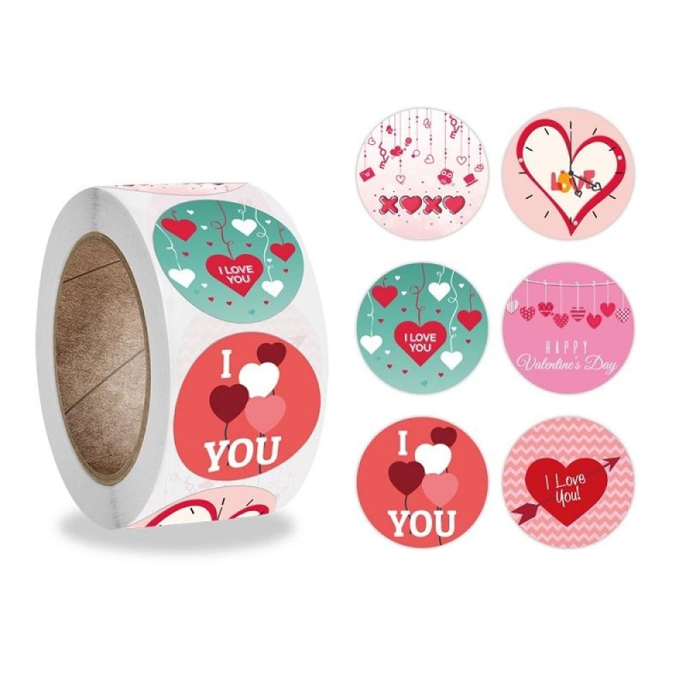 5 PCS Olled Round Valentines Day Heart Gift Decoration Sticker Label(2.5cm / 1inch)