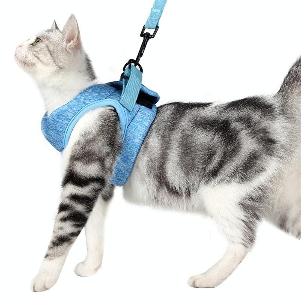 Cat Leash Pet Chest Harness Leash, Size: L(Sky Blue)