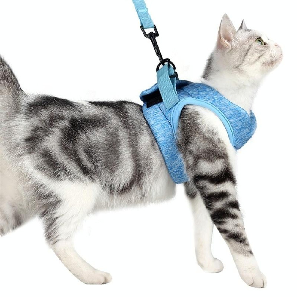 Cat Leash Pet Chest Harness Leash, Size: L(Sky Blue)
