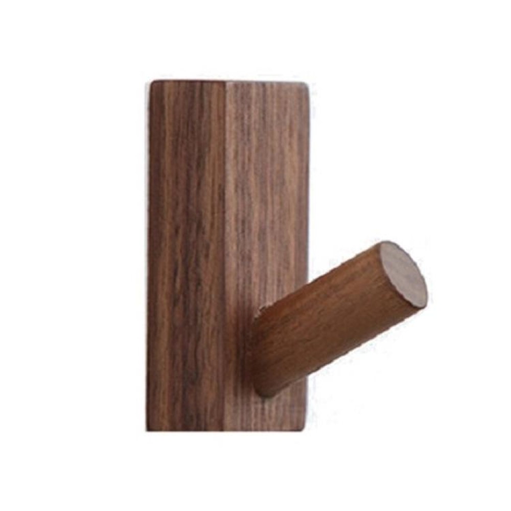 Solid Wood Punch-Free Entrance Behind The Door On The Wall Sticky Hook Clothes Hook Black Walnut