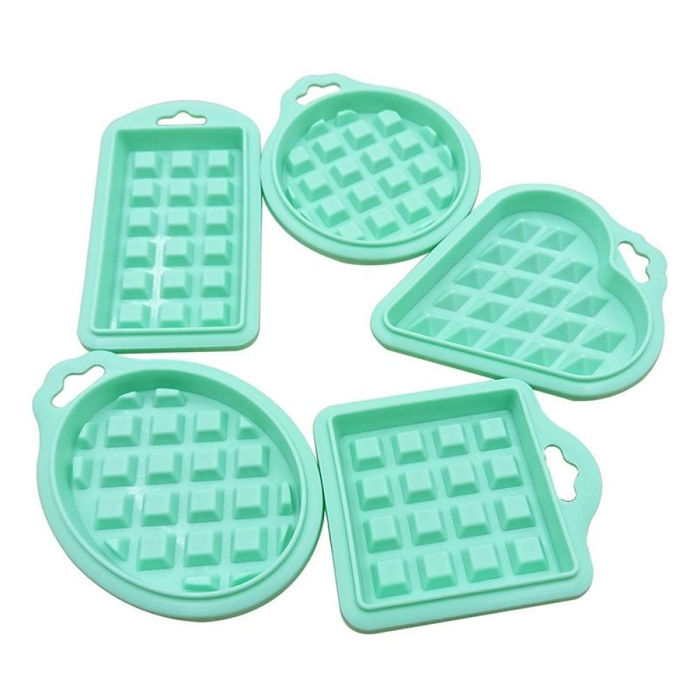 5 in 1 Food Grade Silicone Waffle Mold Kitchen Cake Set Baking Supplies(Green)
