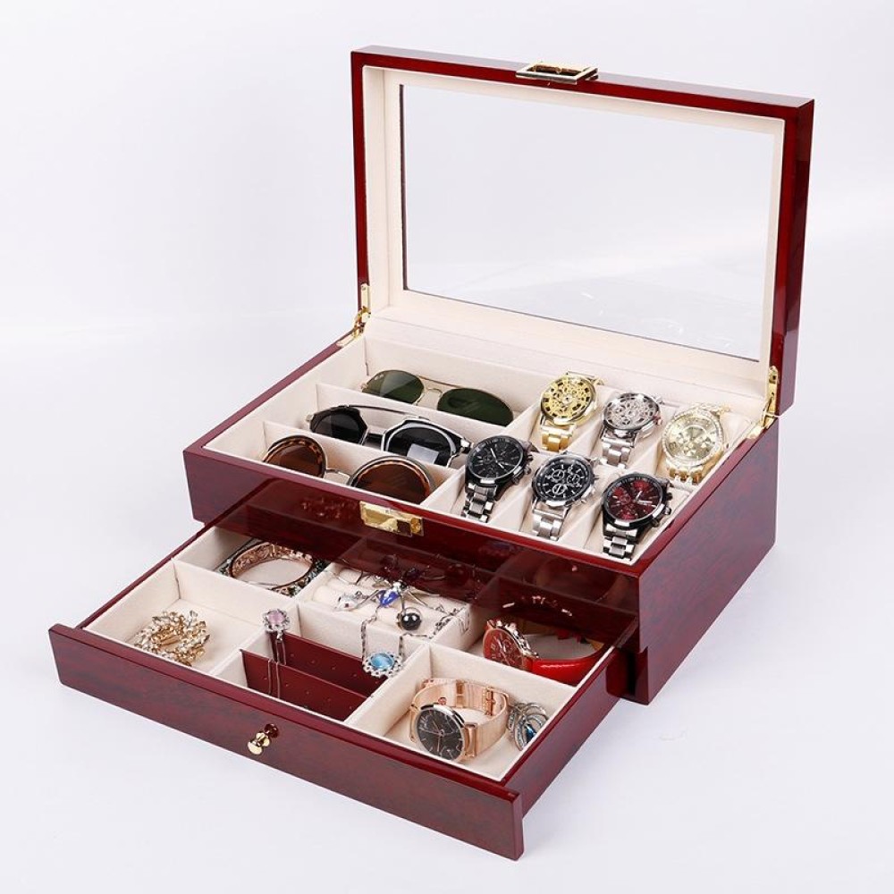 Wooden Baking Paint Watch Box Jewelry Storage Display Box(6+3 Double-layer Paint)