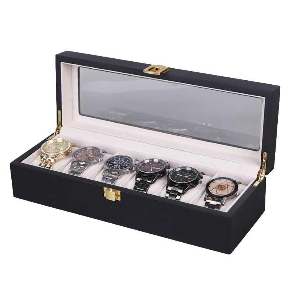 Wooden Baking Paint Watch Box Jewelry Storage Display Box(06 Black + Rice Matte)