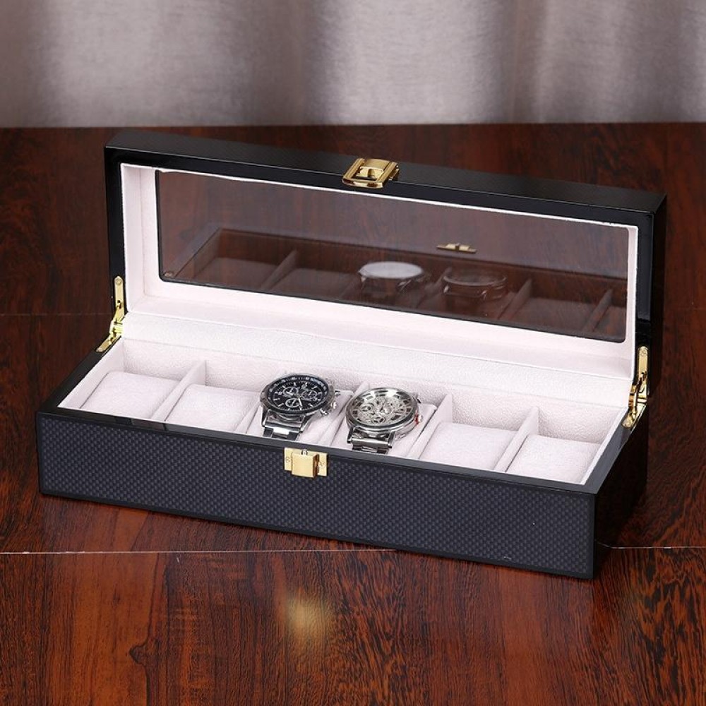 Wooden Baking Paint Watch Box Jewelry Storage Display Box(06 Full Carbon Paint)