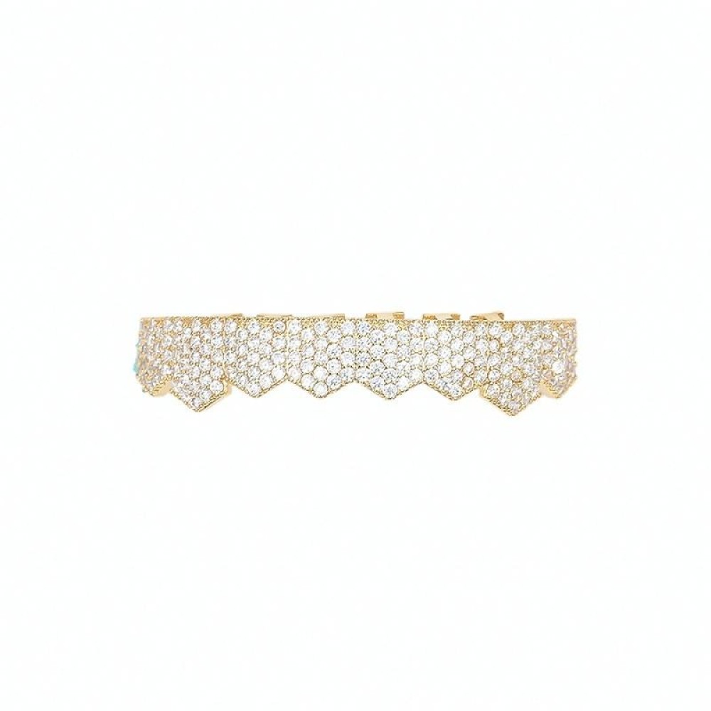 Hip-HopGold-Plated Micro-Inlaid Zircon 8 Gold Braces, Colour: Gold Lower Teeth