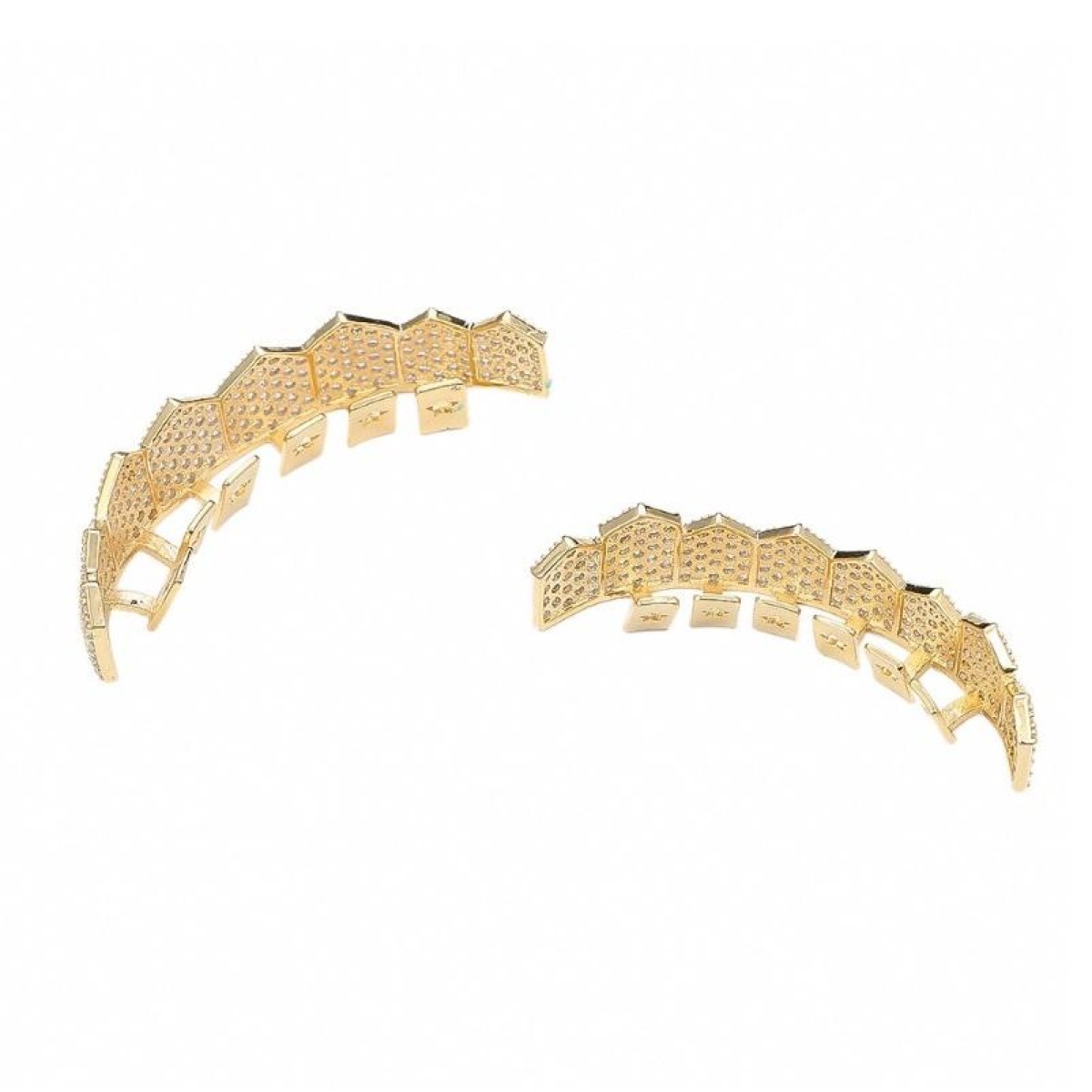 8 Teeth Square Zirconium Gold Teeth Hip Hop Braces, Colour: Gold Lower Teeth